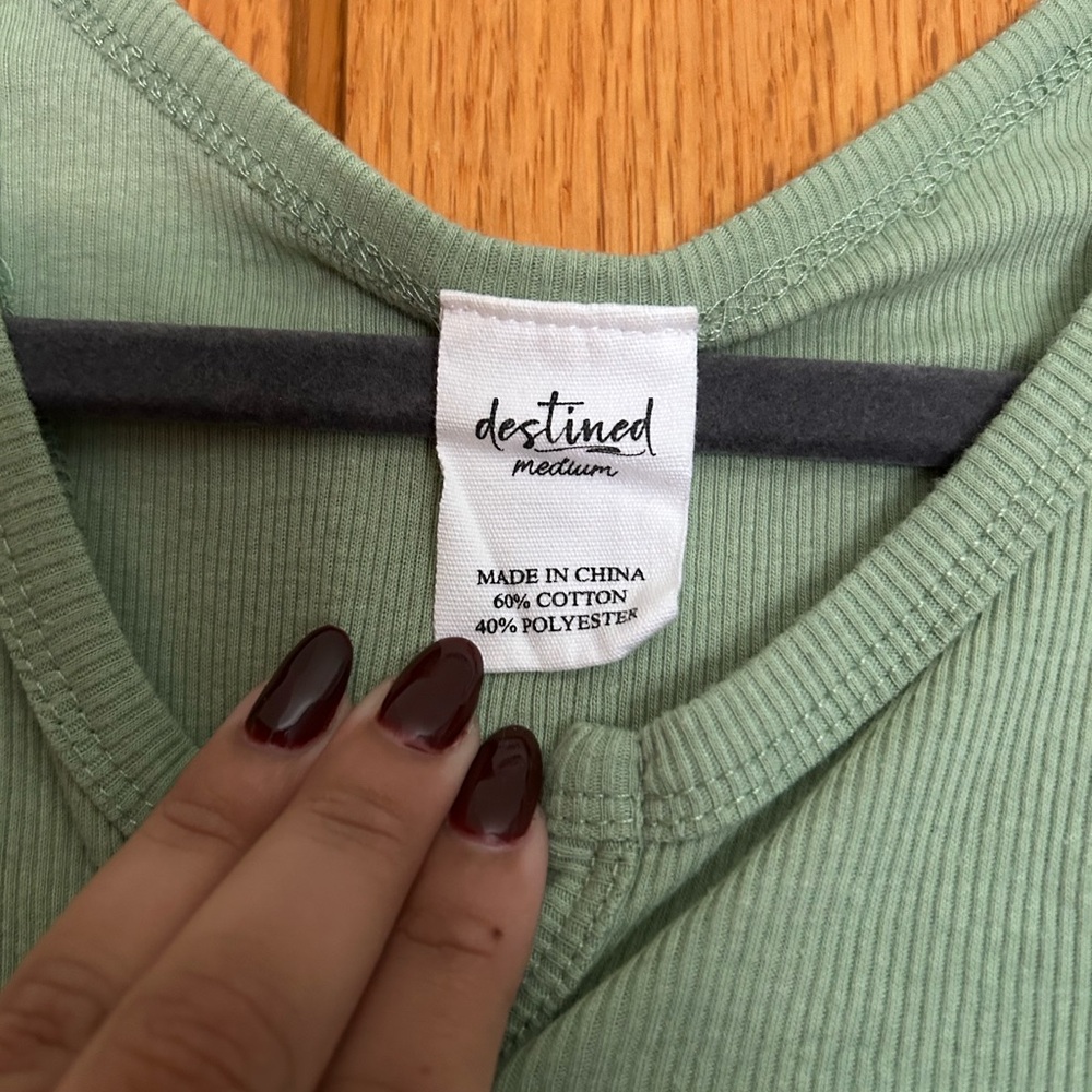 Green Ribbed Tank Top - Picture 3 of 3